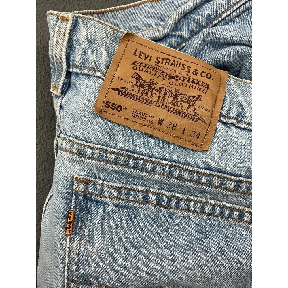 Levi's 550 Jeans Mens 38x34 Light Blue Relaxed Tapered Leg Denim Mexico